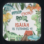 Party Like a Dinosaur Birthday Party Paper Plate<br><div class="desc">Stomp,  Chomp,  Roar
Party Like a Dinosaur!
Dinosaur Birthday Party Plate, </div>