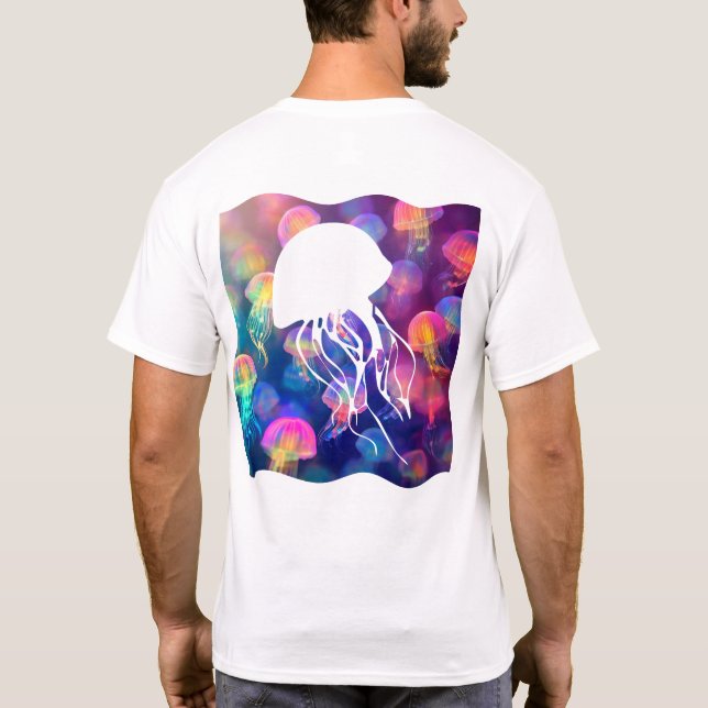 Party Like a Jellyfish Silhouette Front & Back  T-Shirt (Back)