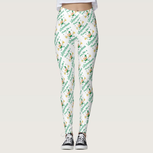 Party Like A Leprechaun St. Patrick's Day Leggings (Front)