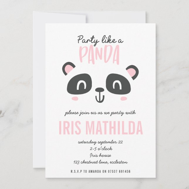 Party like a panda bright colourful birthday (Front)