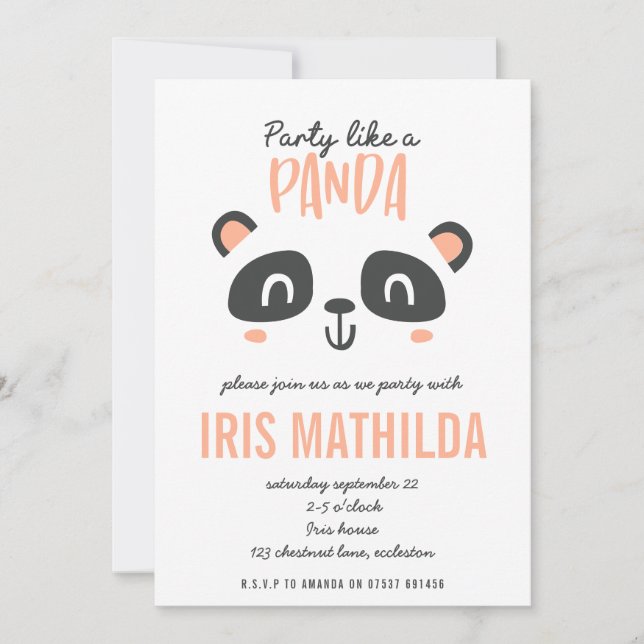 Party like a panda bright colourful birthday (Front)