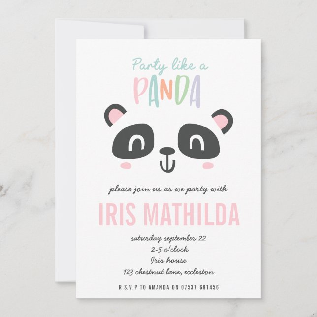 Party like a panda bright colourful birthday (Front)