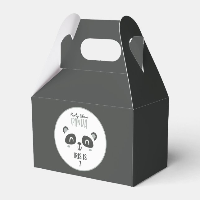 Party like a panda bright colourful birthday  favour box (Front Side)