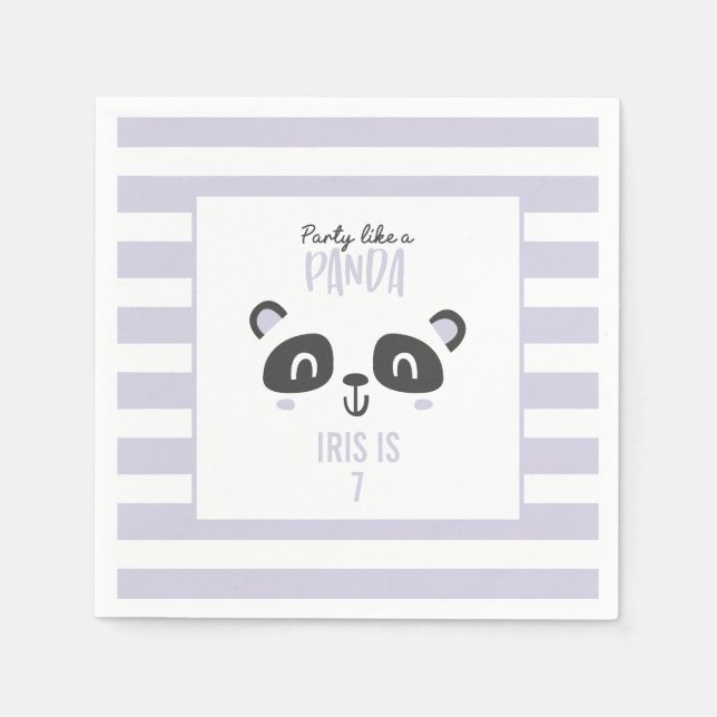 Party like a panda bright colourful birthday napkin (Front)