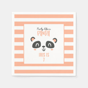 Party like a panda bright colourful birthday napkin