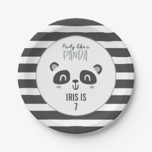 Party like a panda bright colourful birthday paper plate