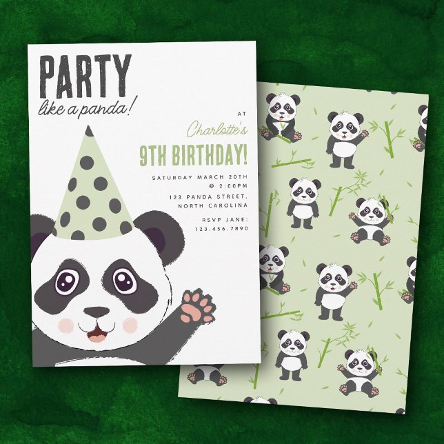 Party Like a Panda Kids Cute Birthday Party Invitation (Party Like a Panda Kids Cute Birthday Party Invitation)