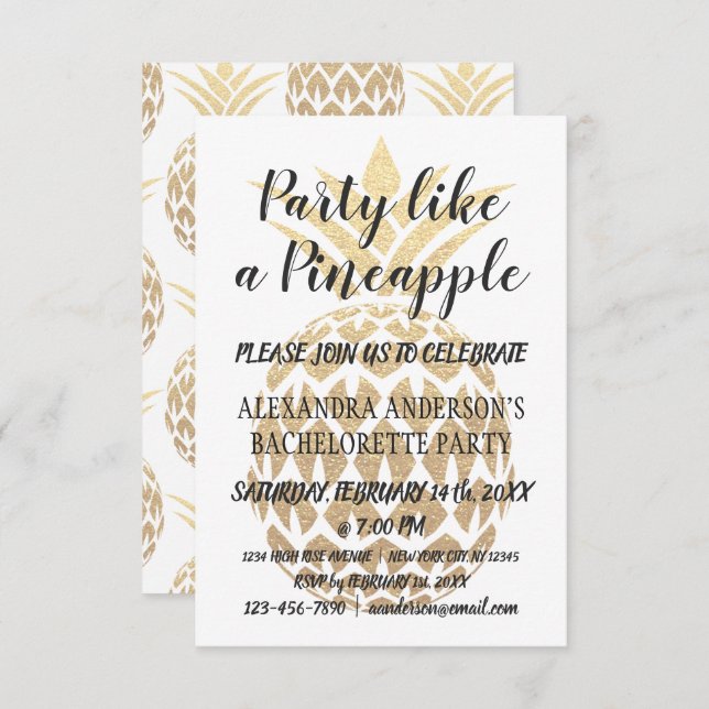 Party Like a Pineapple Bachelorette Party Invitation (Front/Back)