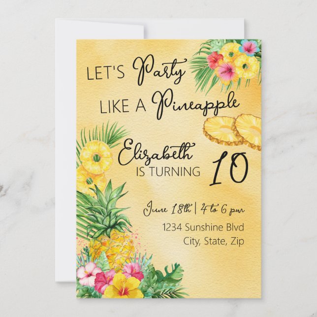 Party like a Pineapple Birthday Invitation (Front)