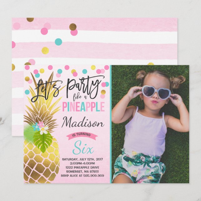 Party Like A Pineapple Birthday Invitation (Front/Back)