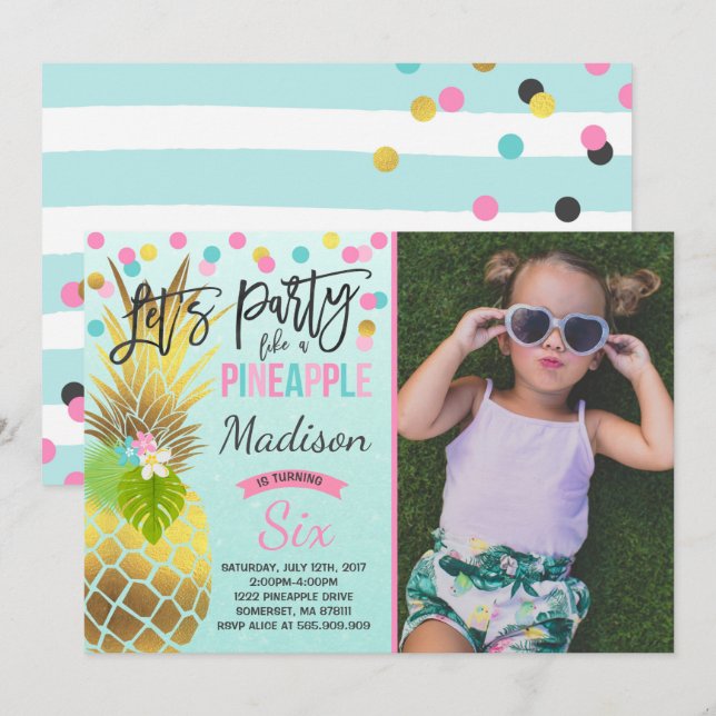 Party Like A Pineapple Birthday Invitation (Front/Back)