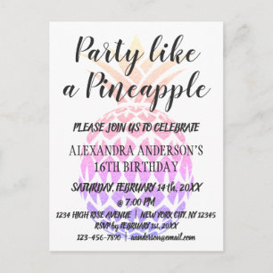 Party Like a Pineapple Birthday Invitation Postcard