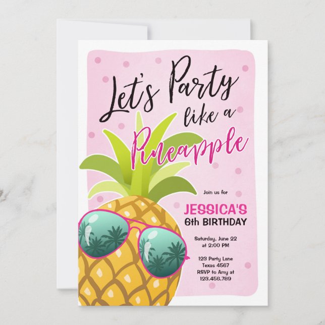 Party like a pineapple birthday invitation Tropic (Front)