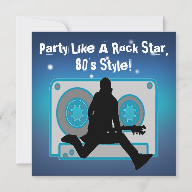 Party Like A Rock Star 80's Party Invitations (Front)