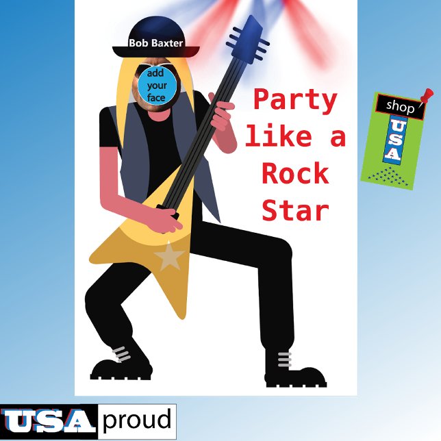 Party Like a Rockstar 🎸 Add your Face 40th  Invitation (Creator Uploaded)