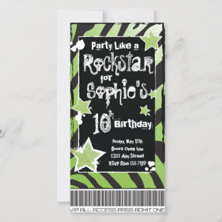 Party Like a Rockstar- Green Invitation Template