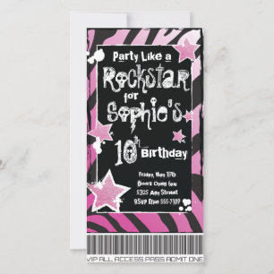 Party Like a Rockstar- Pink Invitation Template