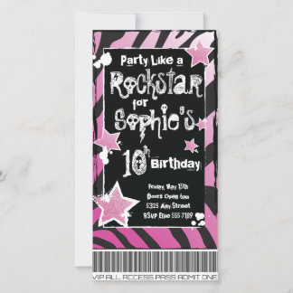 Party Like a Rockstar- Pink Invitation Template