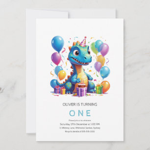 Party like dinosaur 1st birthday Invitation