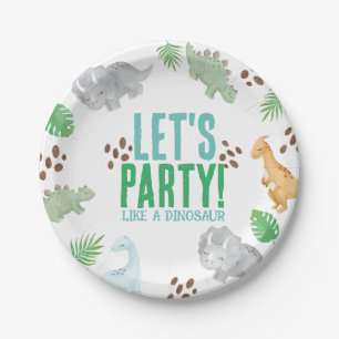 Party like dinosaur, dinosaur birthday Paper Plate