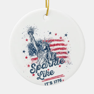 Party Like It Is 1776, 4th Of July, USA Flag, Amer Ceramic Tree Decoration