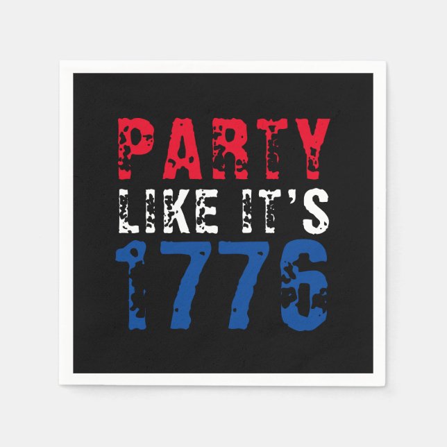 Party like it’s 1776 red white blue typography napkin (Front)