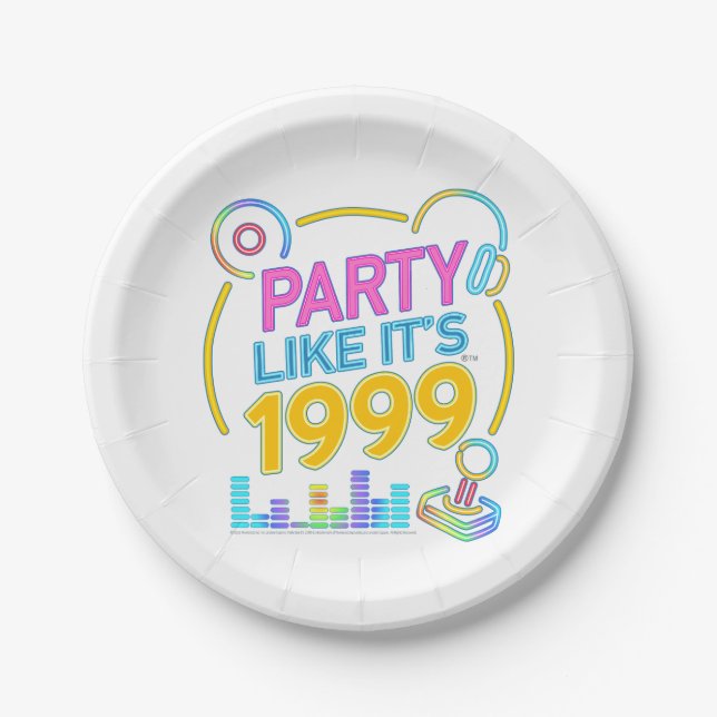 Party Like It’s 1999®™ – Neon Soundtrack Paper Plate (Front)