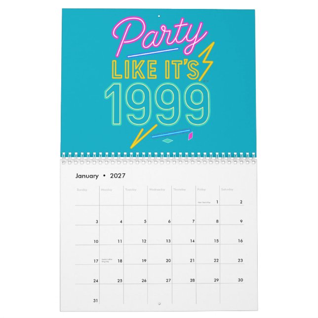 Party Like It’s 1999®™ – Neon Voltage Calendar (Jan 2027)