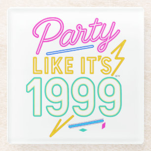 Party Like It’s 1999®™ – Neon Voltage Glass Coaster