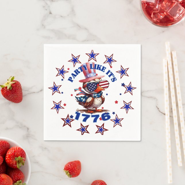 Party Like its 1776 American Eagle and 1776 Flag Napkin (Insitu)