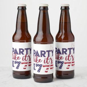 Party like it's 1776 - American Flag Typography Beer Bottle Label