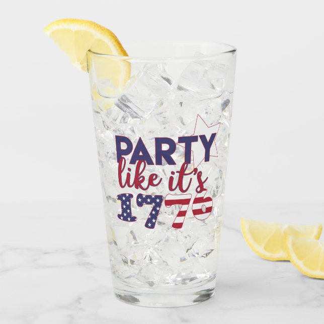 Party like it's 1776 - American Flag Typography Glass (Front Ice)