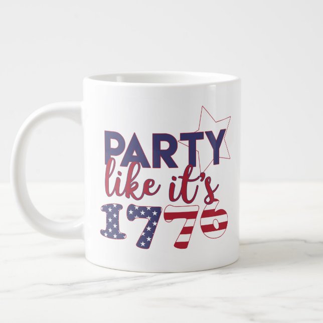Party like it's 1776 - American Flag Typography Large Coffee Mug (Left)
