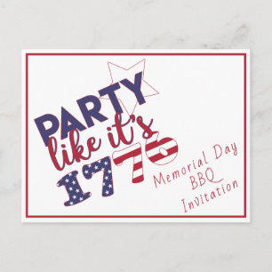 Party like it's 1776 - Memorial Day BBQ Invitation Postcard