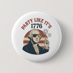 Party Like It's 1776 – Retro George Washington Des 6 Cm Round Badge