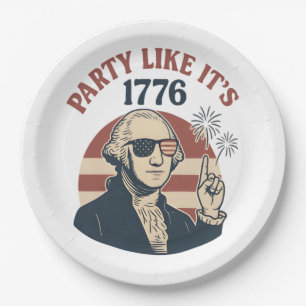 Party Like It's 1776 – Retro George Washington Des Paper Plate