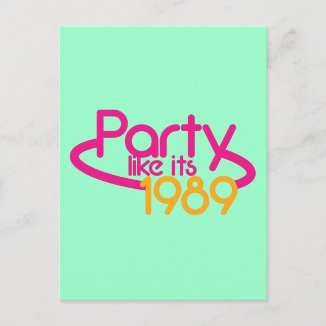 PARTY like it's 1989 Invitation Postcard (Front)
