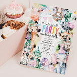 Party Like It's Your Birthday Sarfari Themed Kids Invitation<br><div class="desc">Calling all party animals! Our vibrant watercolor safari animals invitations are bursting with excitement and colour. These cute, modern, and easy-to-edit templates make your child's party unforgettable. Choose from fun designs featuring giraffes, monkeys, elephants, and more, framing a birthday template that's perfect for any age. The reverse is decked in...</div>