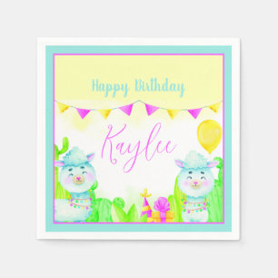 Party Llamas kid's birthday party personalised Napkin