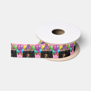 Party Long Hair Black Doxie Satin Ribbon