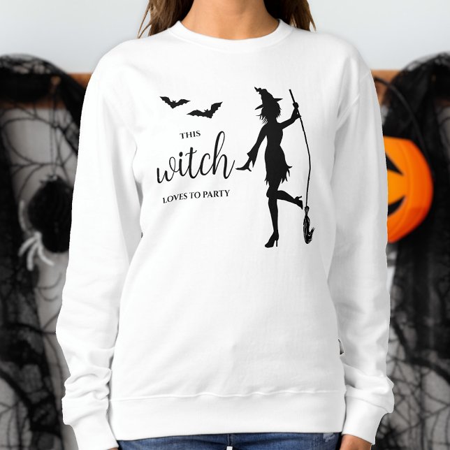 Party Lover Girly Witch Silhouette Fun Halloween Sweatshirt (Creator Uploaded)