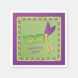 Party Mask and Beads Mardi Gras Paper Napkins