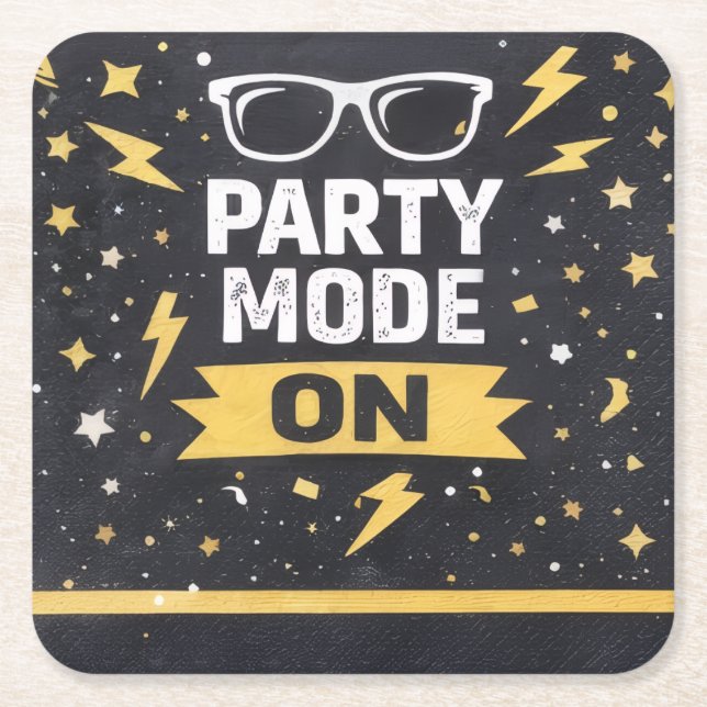 Party Mode On Birthday Party Drink Coaster (Front)