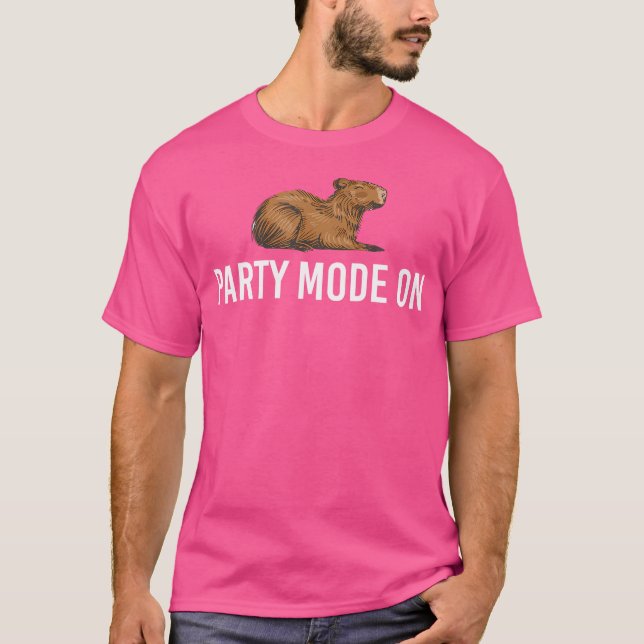 Party Mode On Funny Capybara T-Shirt (Front)