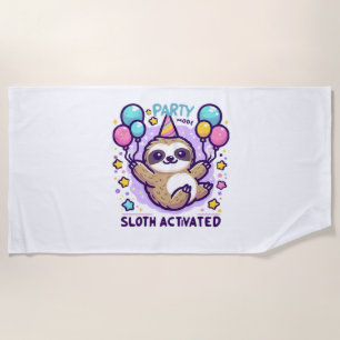 Party Mode Sloth Activated Birthday Balloon Sloth  Beach Towel