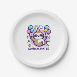 Party Mode Sloth Activated Birthday Balloon Sloth  Paper Plate