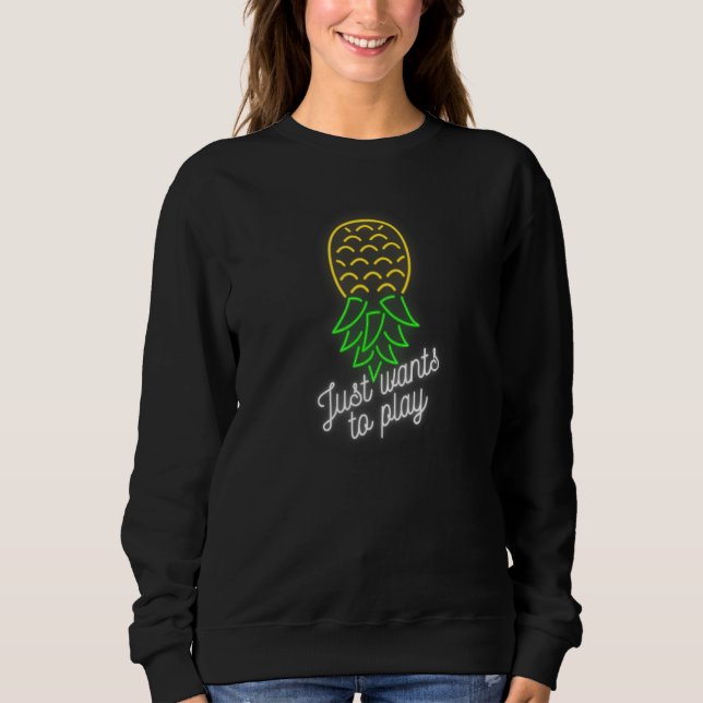 Party Mode Upside Down Pineapple Swinger Vanilla S Sweatshirt (Front)