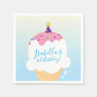 PARTY modern cute retro ice cream cone blue