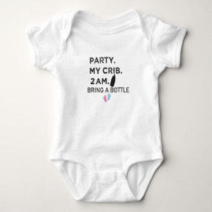 Party My Crib 2AM bring a bottle,funny baby shower Baby Bodysuit