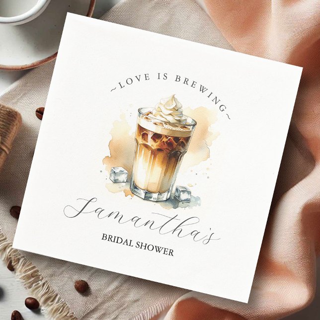 Party Napkin Decorative Coffee Theme Bridal Shower (bridal shower decor love is brewing iced coffee art)